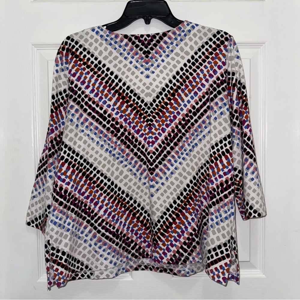 Alfred Dunner Red and Black 3/4 Sleeve Blouse - Picture 9 of 11